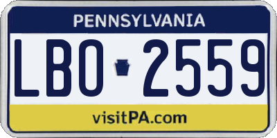 PA license plate LBO2559