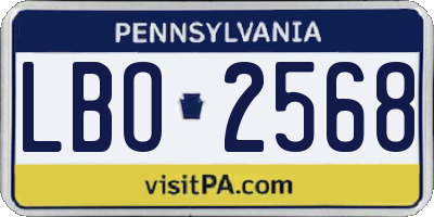 PA license plate LBO2568