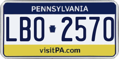 PA license plate LBO2570