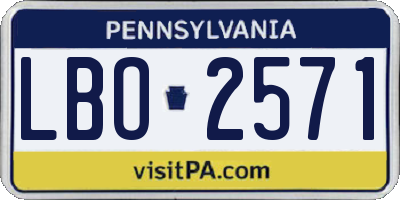 PA license plate LBO2571