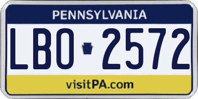 PA license plate LBO2572