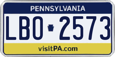 PA license plate LBO2573