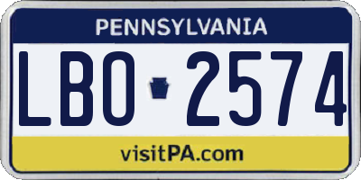 PA license plate LBO2574