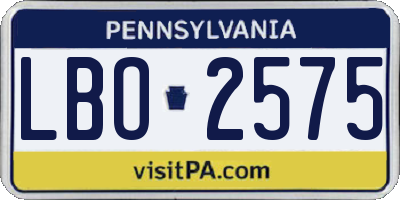 PA license plate LBO2575
