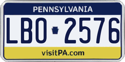 PA license plate LBO2576