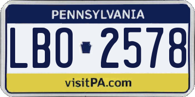 PA license plate LBO2578