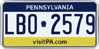PA license plate LBO2579