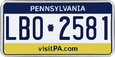PA license plate LBO2581