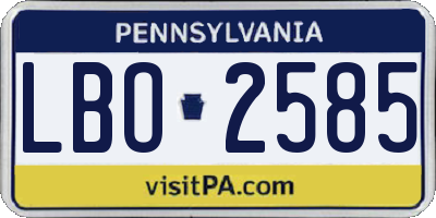 PA license plate LBO2585