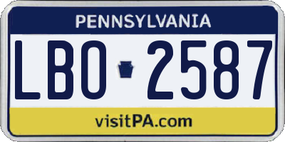 PA license plate LBO2587