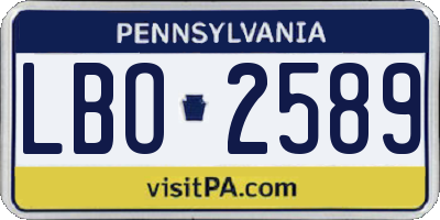 PA license plate LBO2589