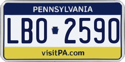 PA license plate LBO2590