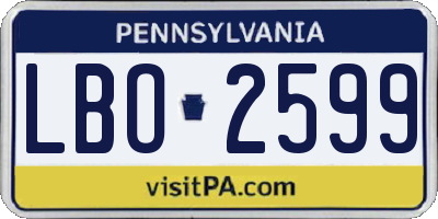 PA license plate LBO2599