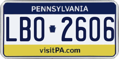 PA license plate LBO2606
