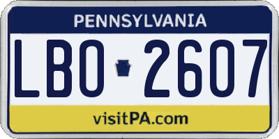 PA license plate LBO2607