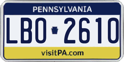 PA license plate LBO2610