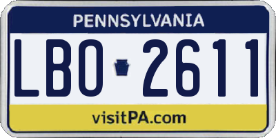 PA license plate LBO2611