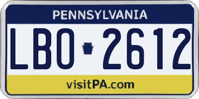 PA license plate LBO2612