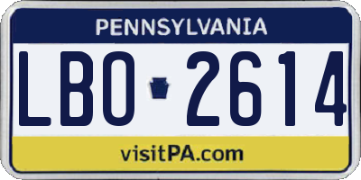 PA license plate LBO2614