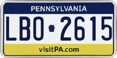 PA license plate LBO2615