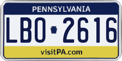 PA license plate LBO2616
