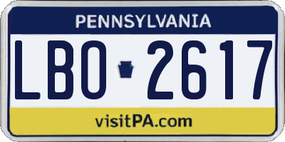 PA license plate LBO2617