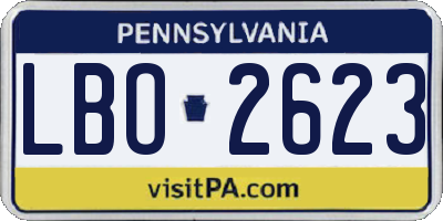 PA license plate LBO2623