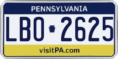 PA license plate LBO2625
