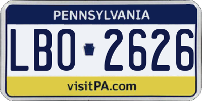 PA license plate LBO2626