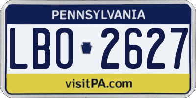 PA license plate LBO2627