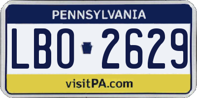 PA license plate LBO2629