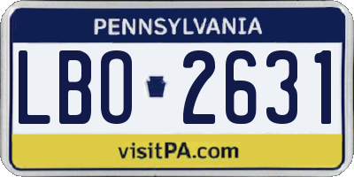 PA license plate LBO2631