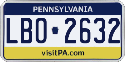 PA license plate LBO2632
