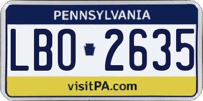 PA license plate LBO2635