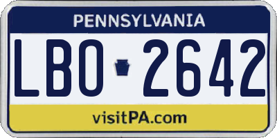 PA license plate LBO2642