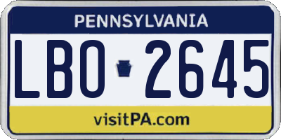 PA license plate LBO2645