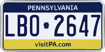 PA license plate LBO2647