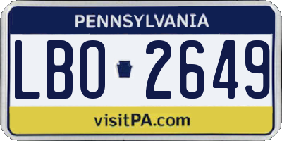 PA license plate LBO2649