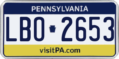 PA license plate LBO2653
