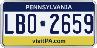 PA license plate LBO2659