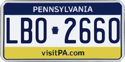 PA license plate LBO2660