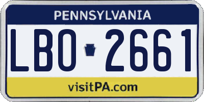 PA license plate LBO2661