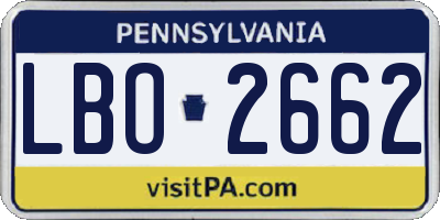 PA license plate LBO2662