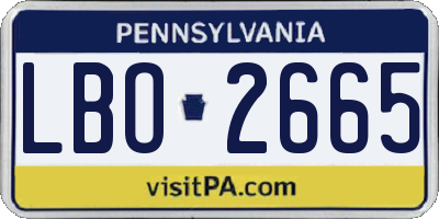 PA license plate LBO2665