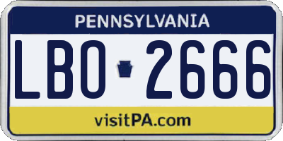 PA license plate LBO2666