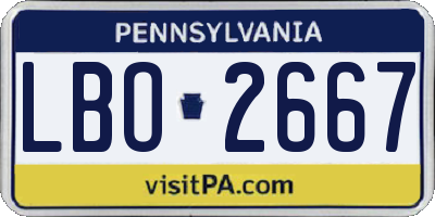 PA license plate LBO2667