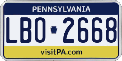 PA license plate LBO2668