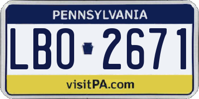 PA license plate LBO2671