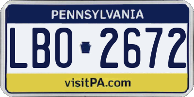 PA license plate LBO2672