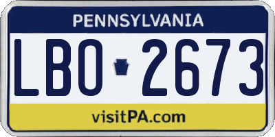 PA license plate LBO2673